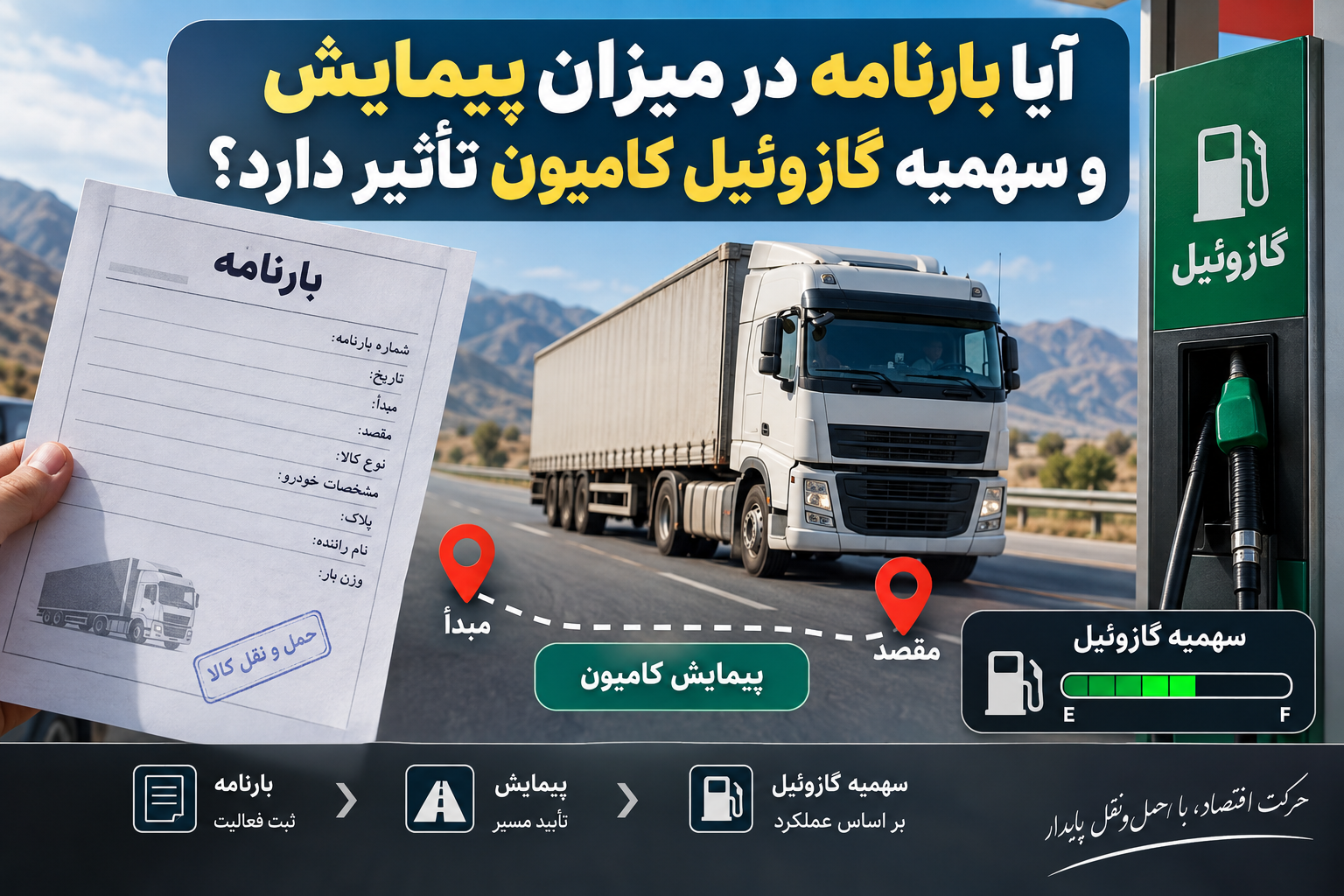 آیا بارنامه در میزان پیمایش و سهمیه گازوئیل کامیون تأثیر دارد؟