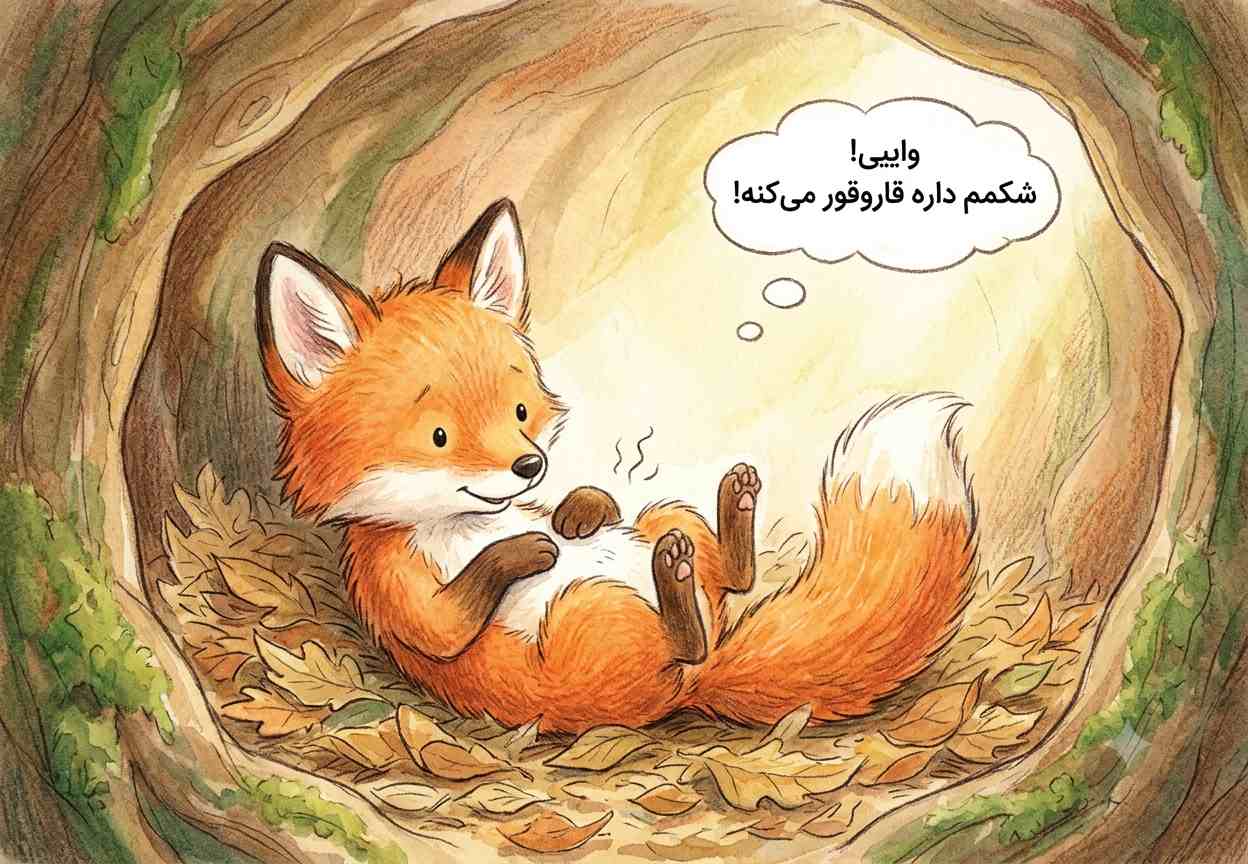 تصویر داستان کودکانه روباه شکمو و انگورهای شیطون