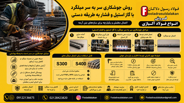 روش جوشکاری سر به سر با گاز استیل و فشار (به طریق دستی)