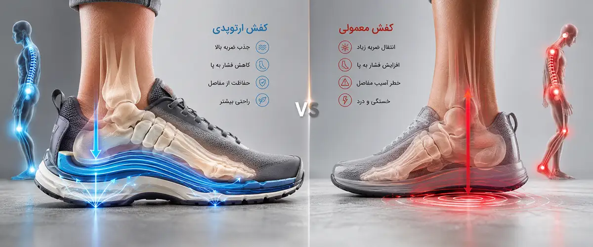 زیره شوک‌گیر کفش طبی صافی کف پا