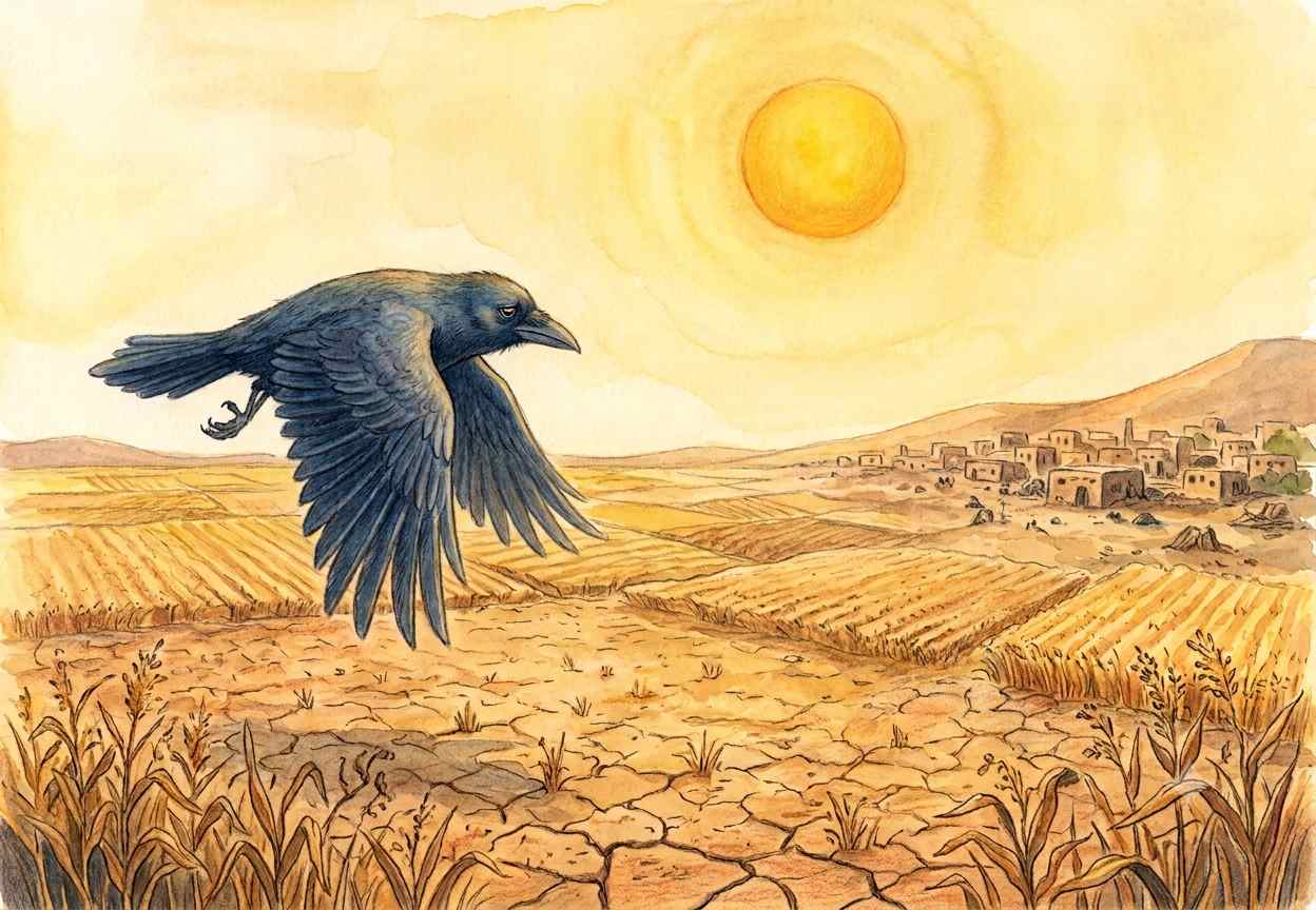 تصویر داستان کودکانه کلاغ تشنه و کوزه‌ی آب