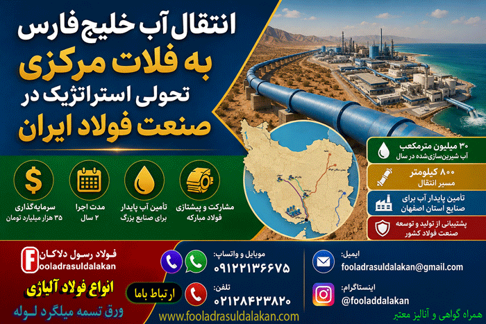 انتقال آب خلیج فارس عامل افزایش ارزش افزوده صنایع فولاد است